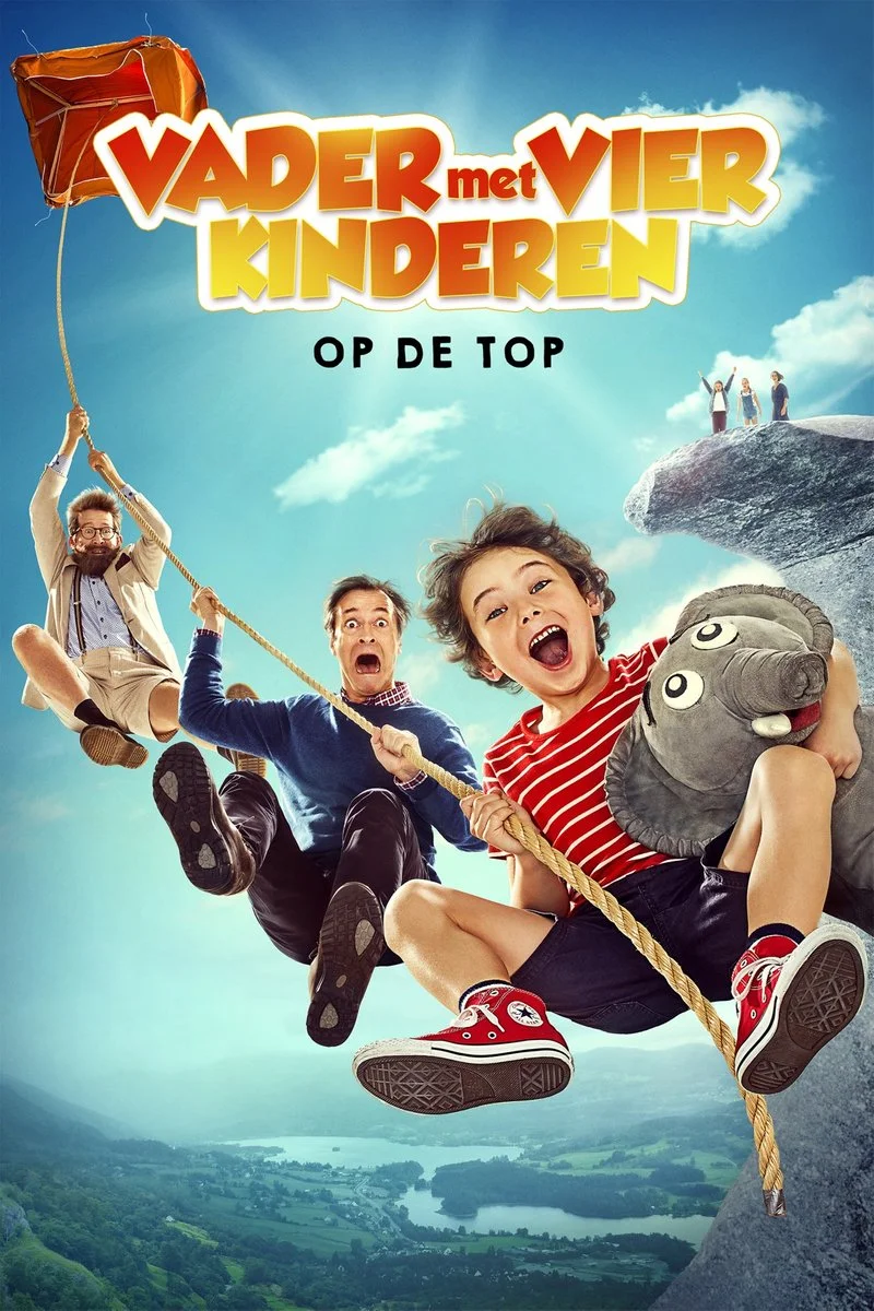Poster van Vader met vier kinderen op de top