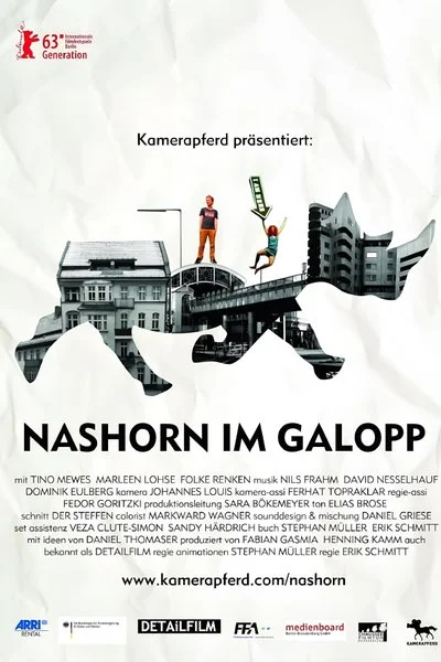 Affiche Nashorn im Galopp