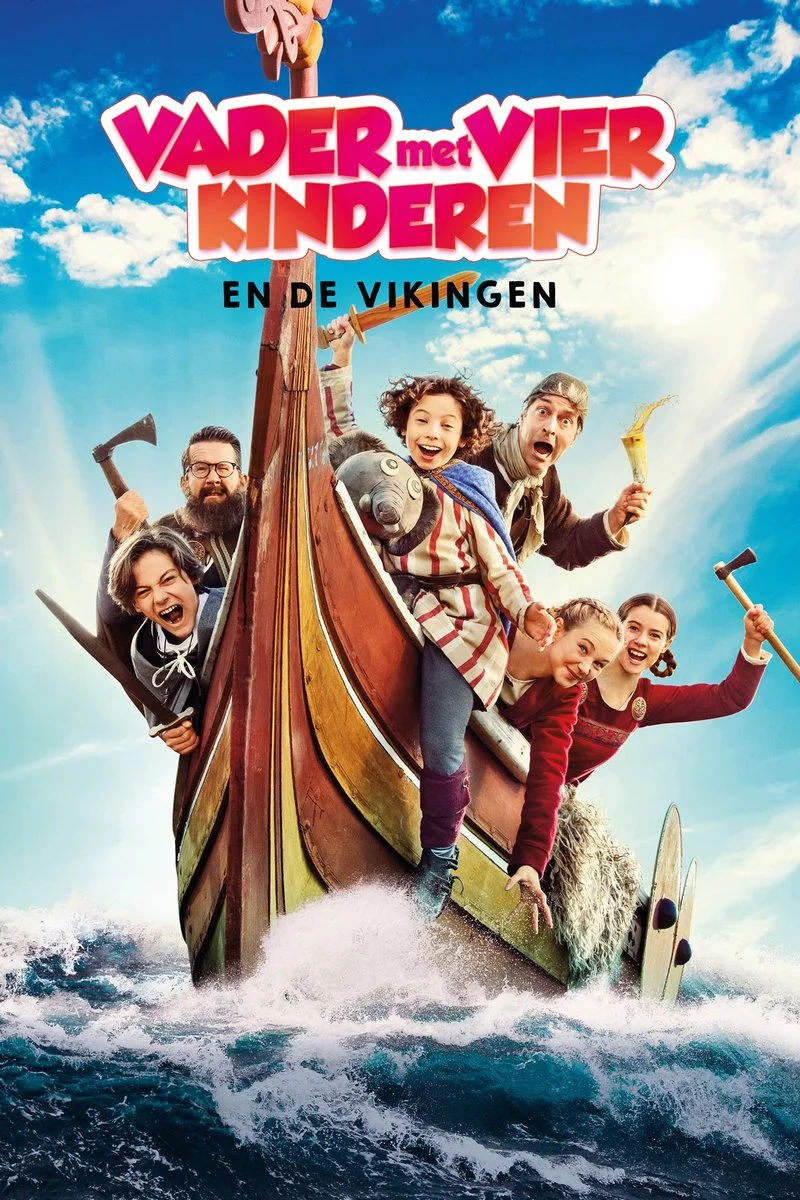 Poster van Vader met vier kinderen en de vikingen
